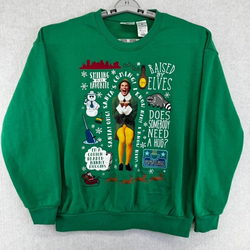 Elf Movie Buddy the Elf Green Graphic Sweatshirt XL Unisex